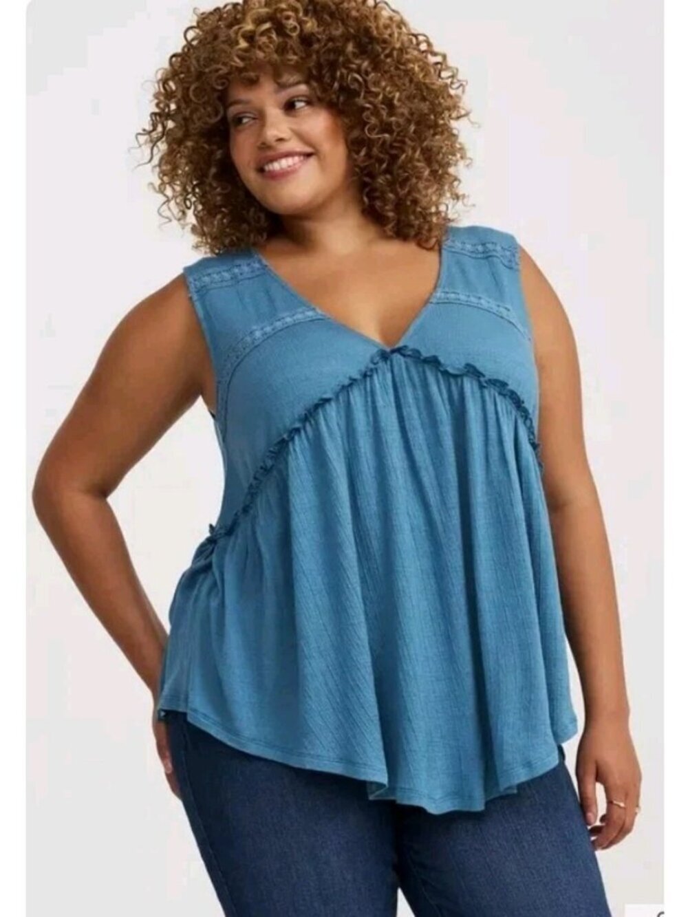 New Torrid Shirred Tunic Tank Casual Summer Lightweight 2XL 18-20 Emerald Green